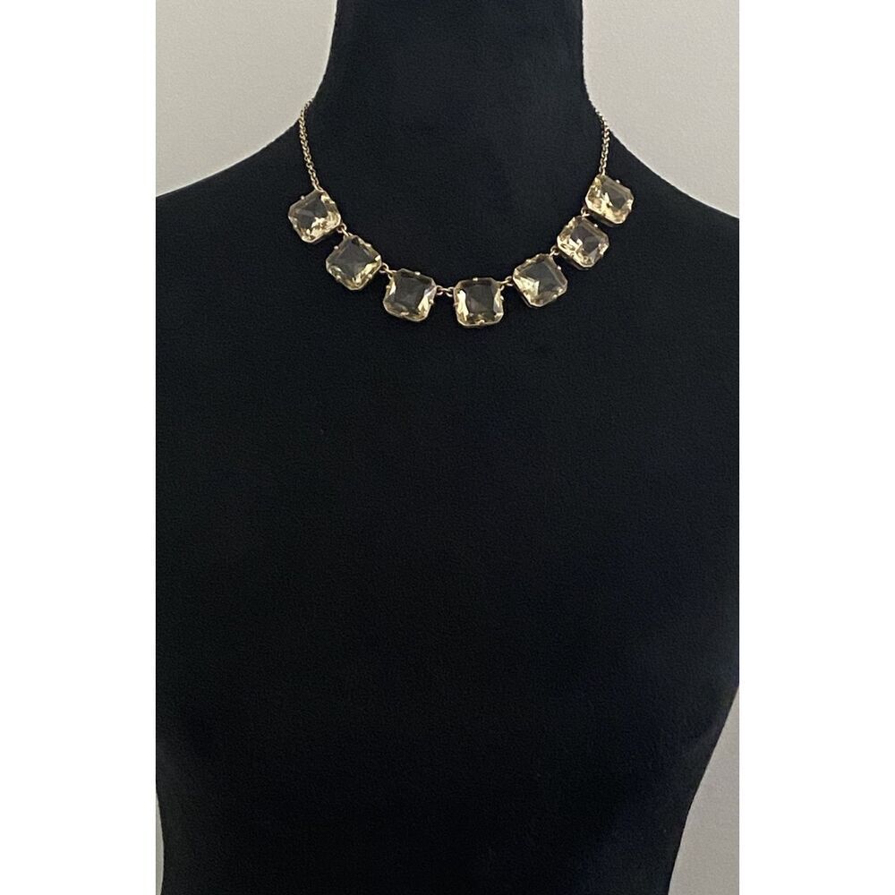 J.Crew Gold Tone Champagne Crystal Statement Necklace